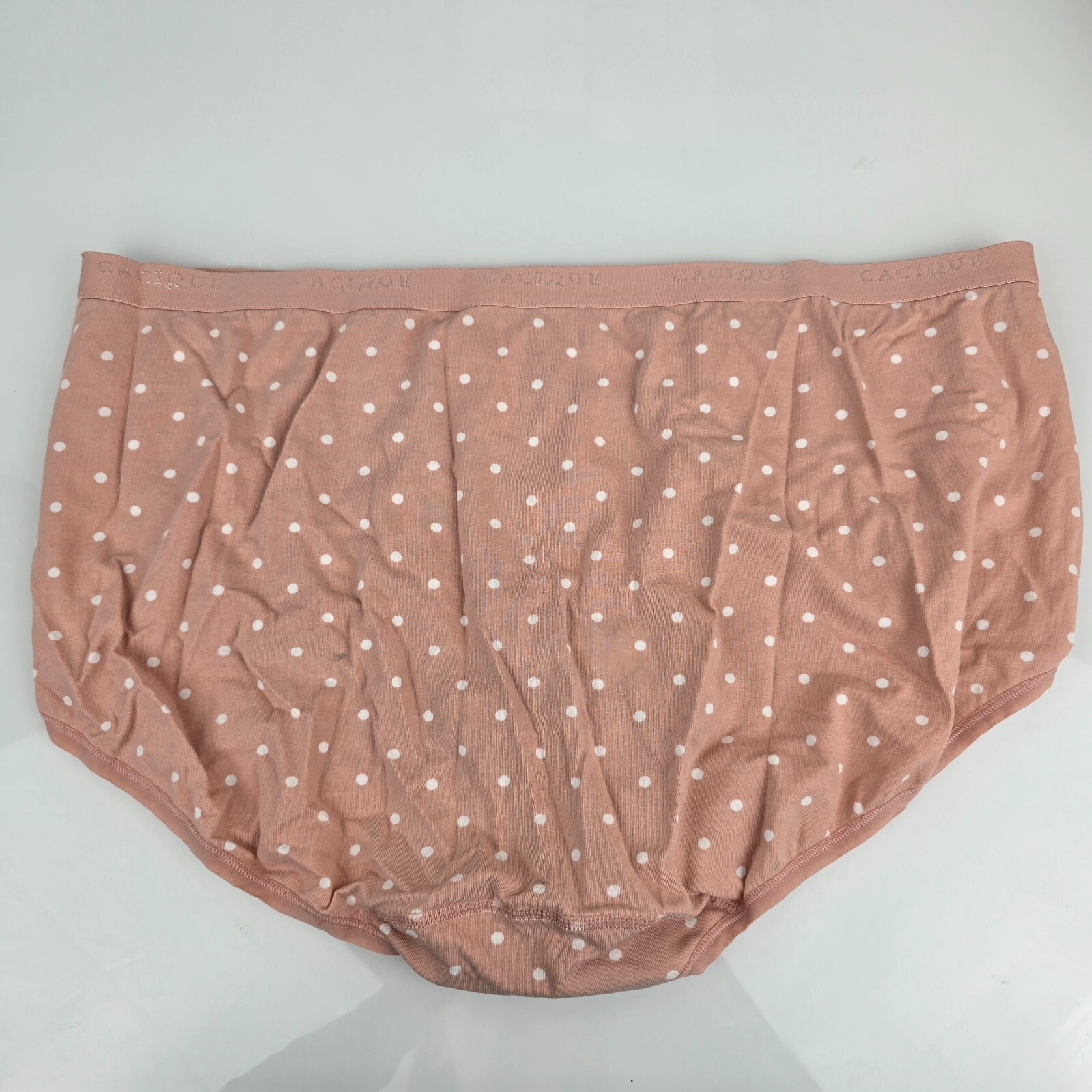 Cacique Soft Cotton Full Brief Panties Pink White Polka Dot Stripe 26 / 28 Women