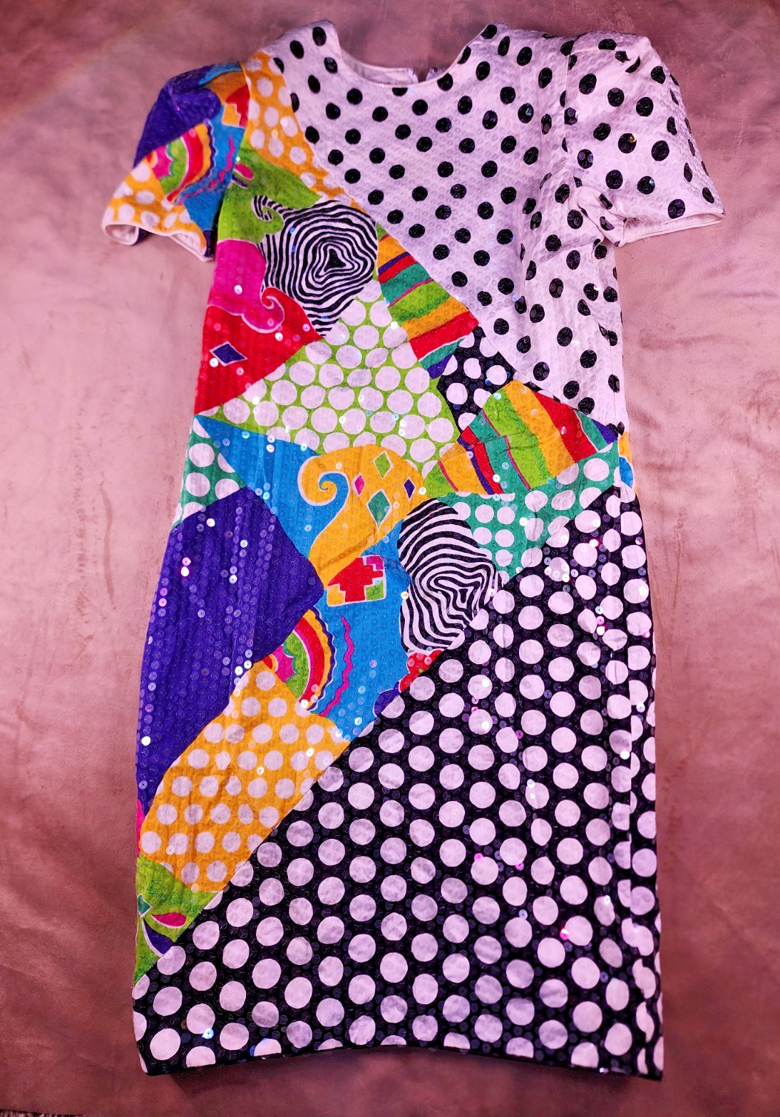 Morton Myles for the Warrens Vintage Multicolor Polka Dot Sequin Sheath Dress 8