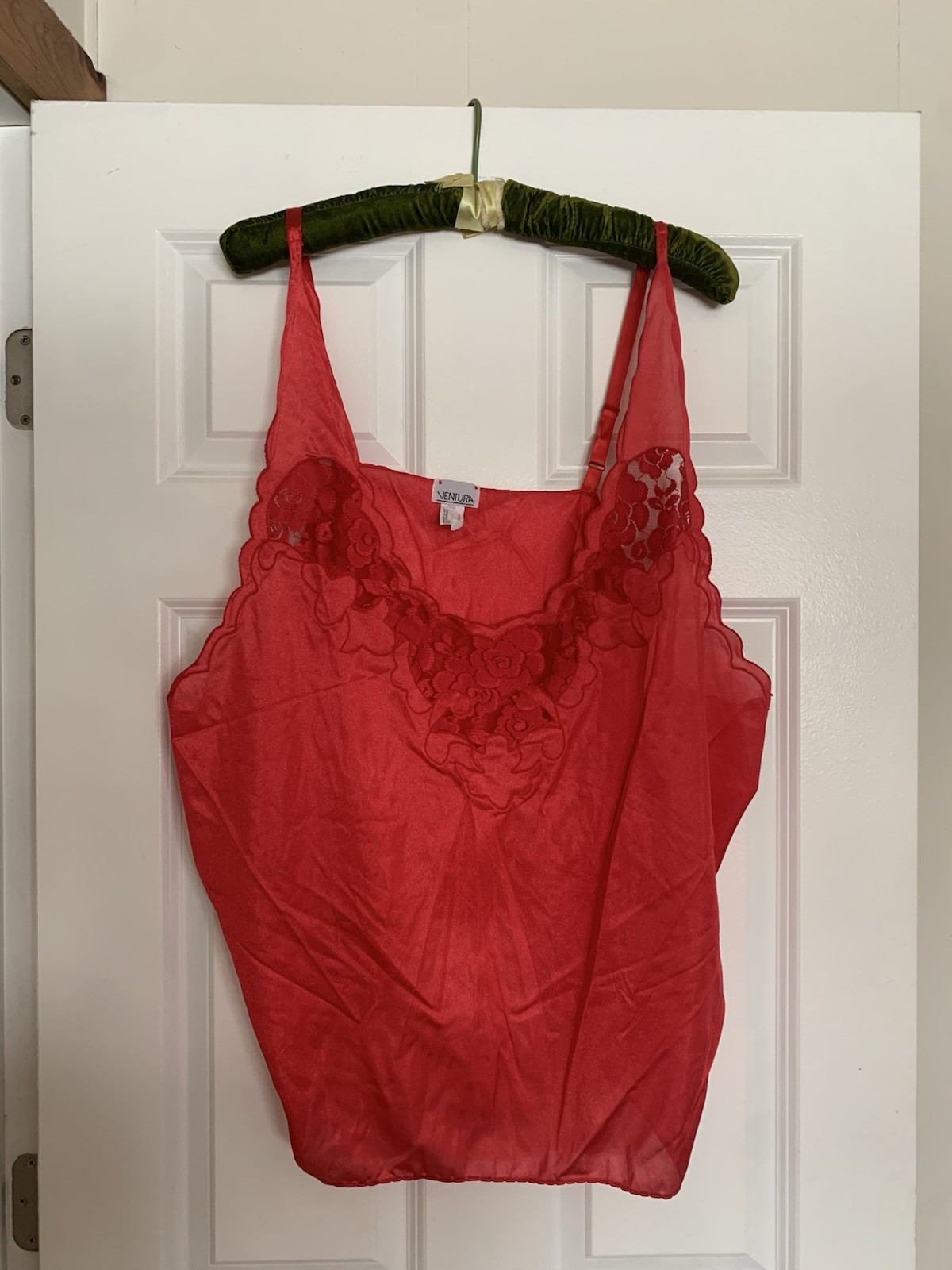 Vintage 4x Plus Size Lingerie Red Lace Camisole Top Sexy Red Valentine Honeymoon
