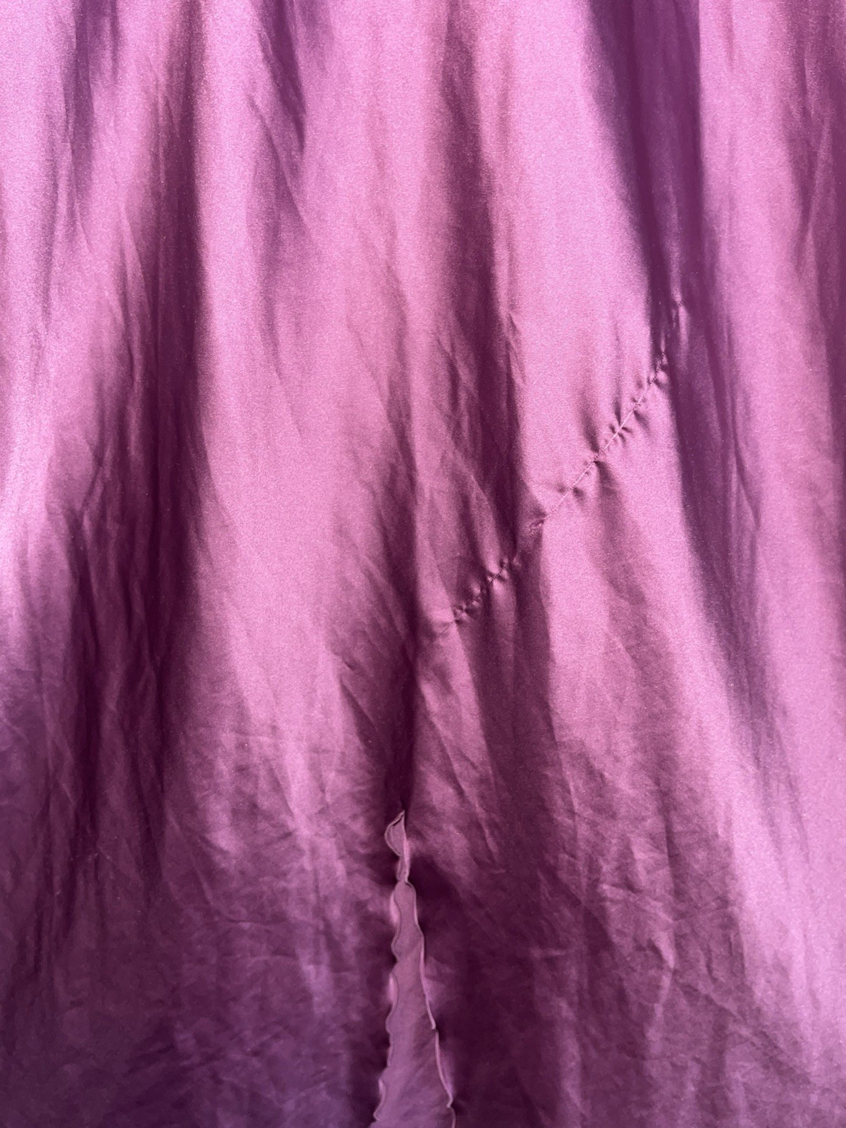 Vtg Miss Elaine Purple Satin Maxi Nightgown Large V Neck Flutter Sleeves