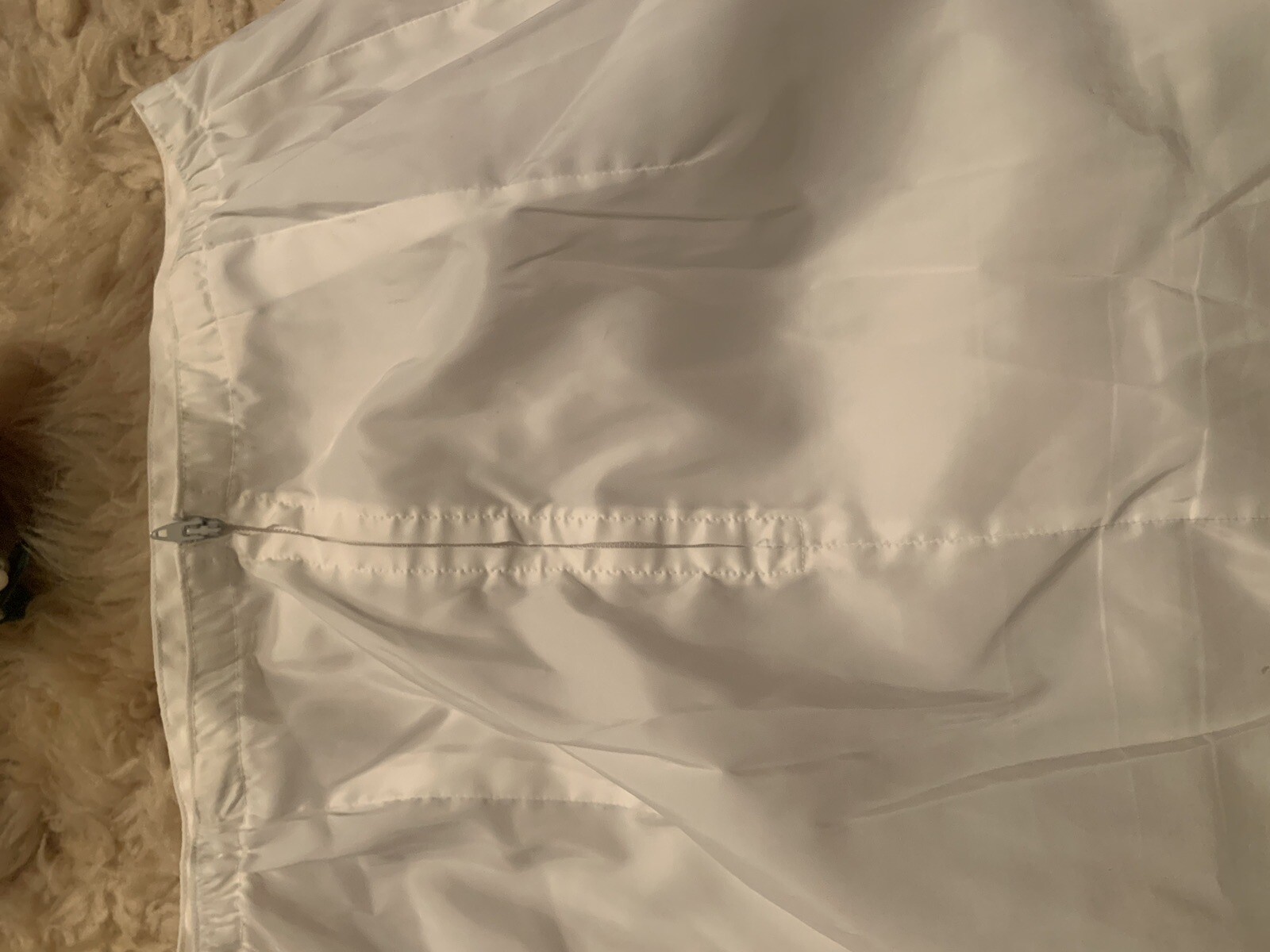 Handmade White Half slip Underskirt Zips Up Back 24” Waist Scalloped Edge