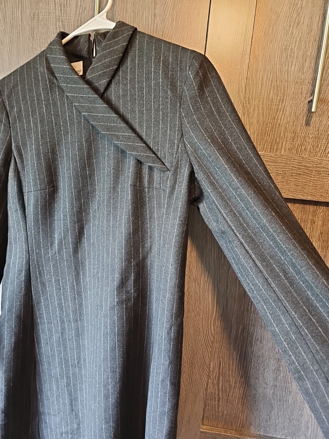 Marisa Minicucci Wool Cashmere Angora Dress Women Size 6 Grey Pinstripe Canada
