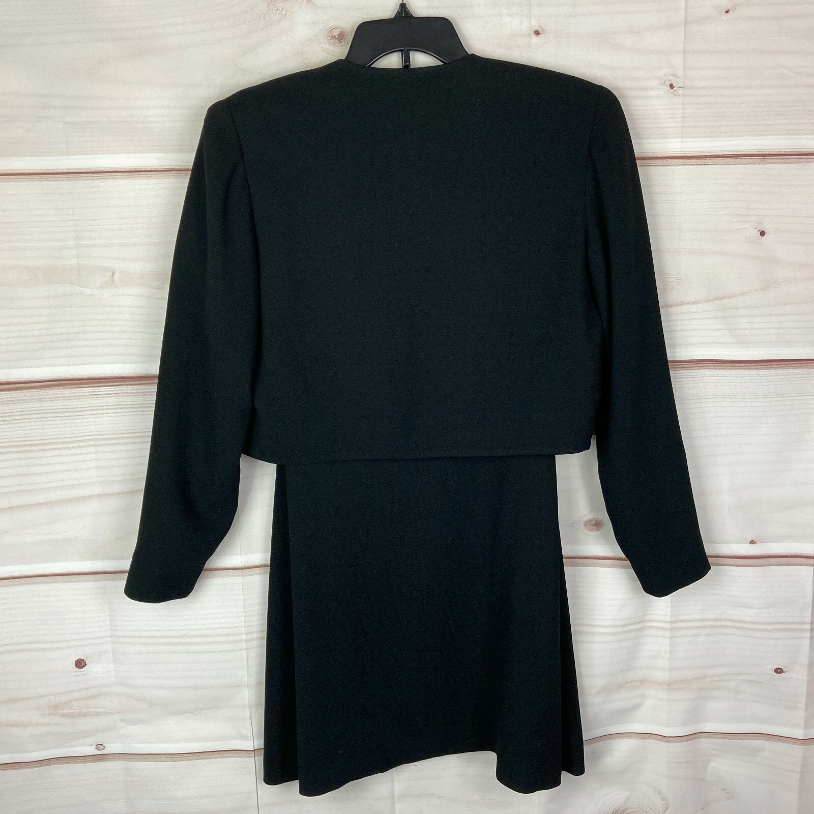 Nicole Miller Vintage Dress Jacket Set Womens 12 Black 90s Shift Solid Lined