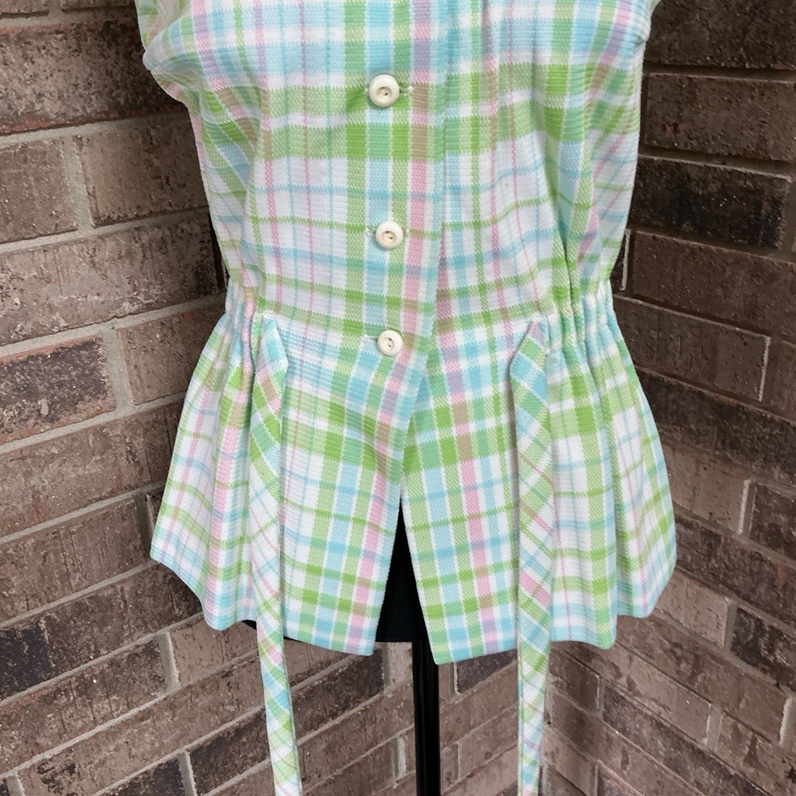 70s VINTAGE James Kenrob Dalton Lime Plaid 3-Pc Top Vest Pants Set Size S #28D8