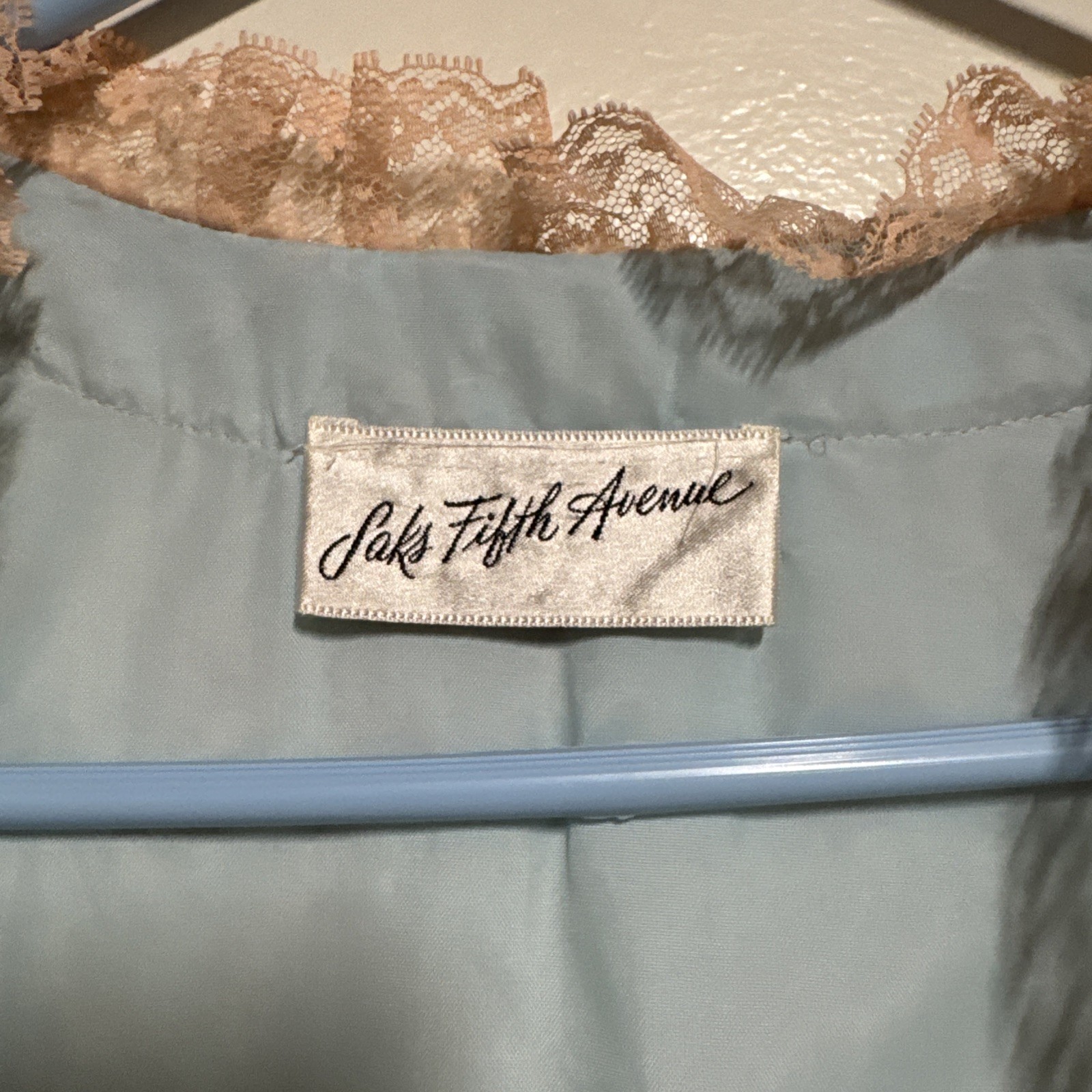 Odette Barsa Robe Size M Light Blue Ecru Lace Overlay NWT Gown Saks Fifth Avenue