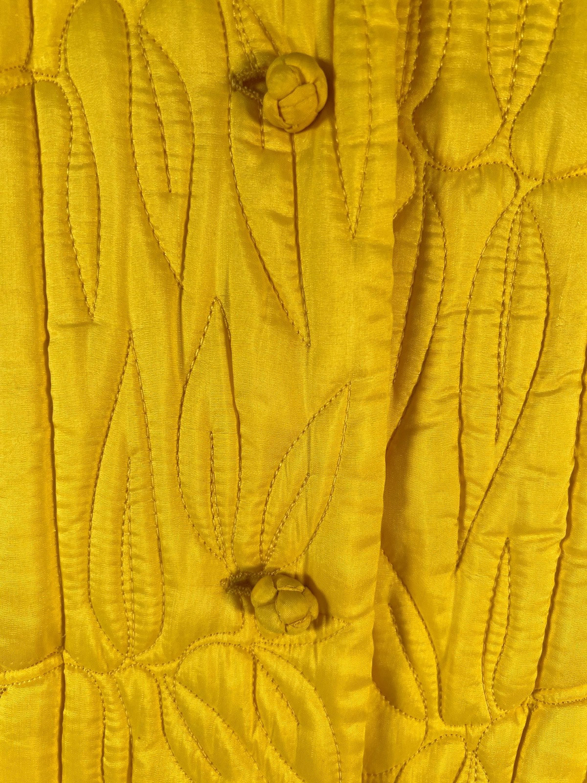 Vintage Dynasty Hong Kong Quilted Housecoat Robe Medium (Petite) Yellow Silk