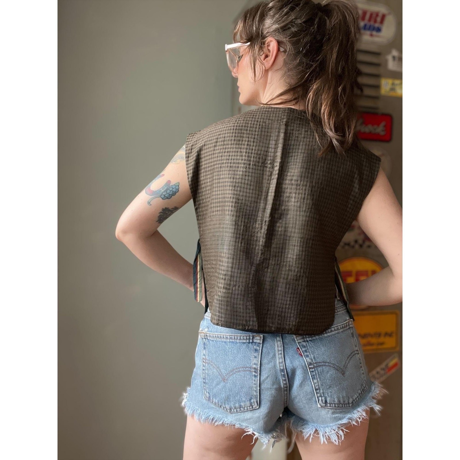 Vintage 90s Silk Patchwork Vest | Floral Brocade Crop | Artwear Festival Top | M
