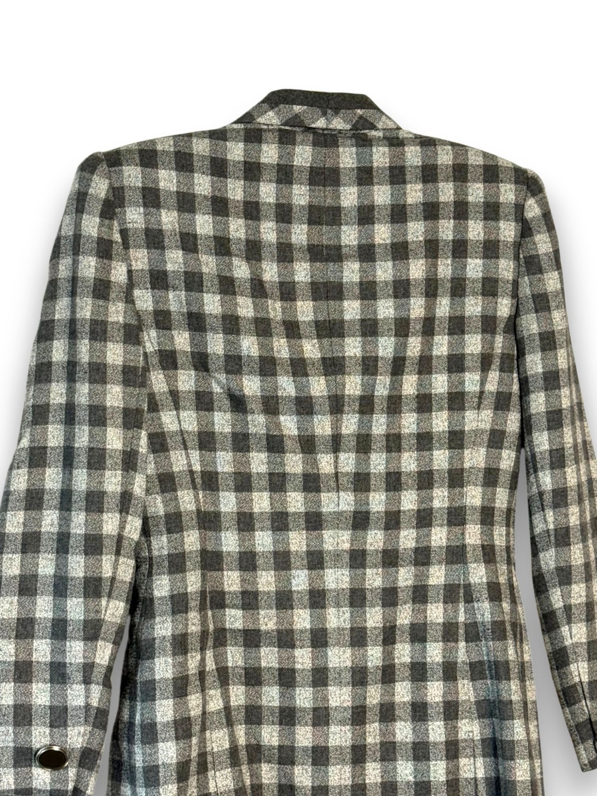 Vintage Petite Sophisticate Gingham Wool Blend Double Breasted Blazer Jacket Siz