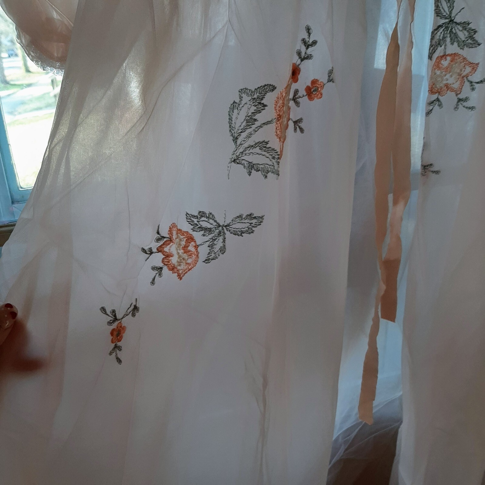 Vintage 2pc Set Double Layer Peach Seamprufe Nightgown & Robe size 32