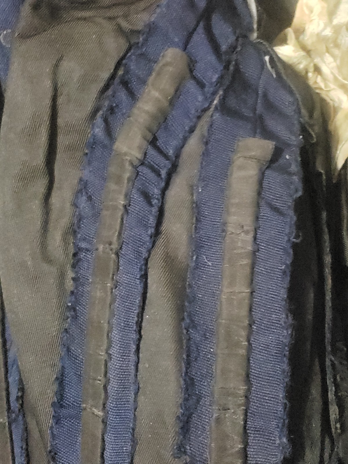 Authentic Antique 1870&rsquo;s Victorian Blue w Black Lace Jacket Bodice Boned Small