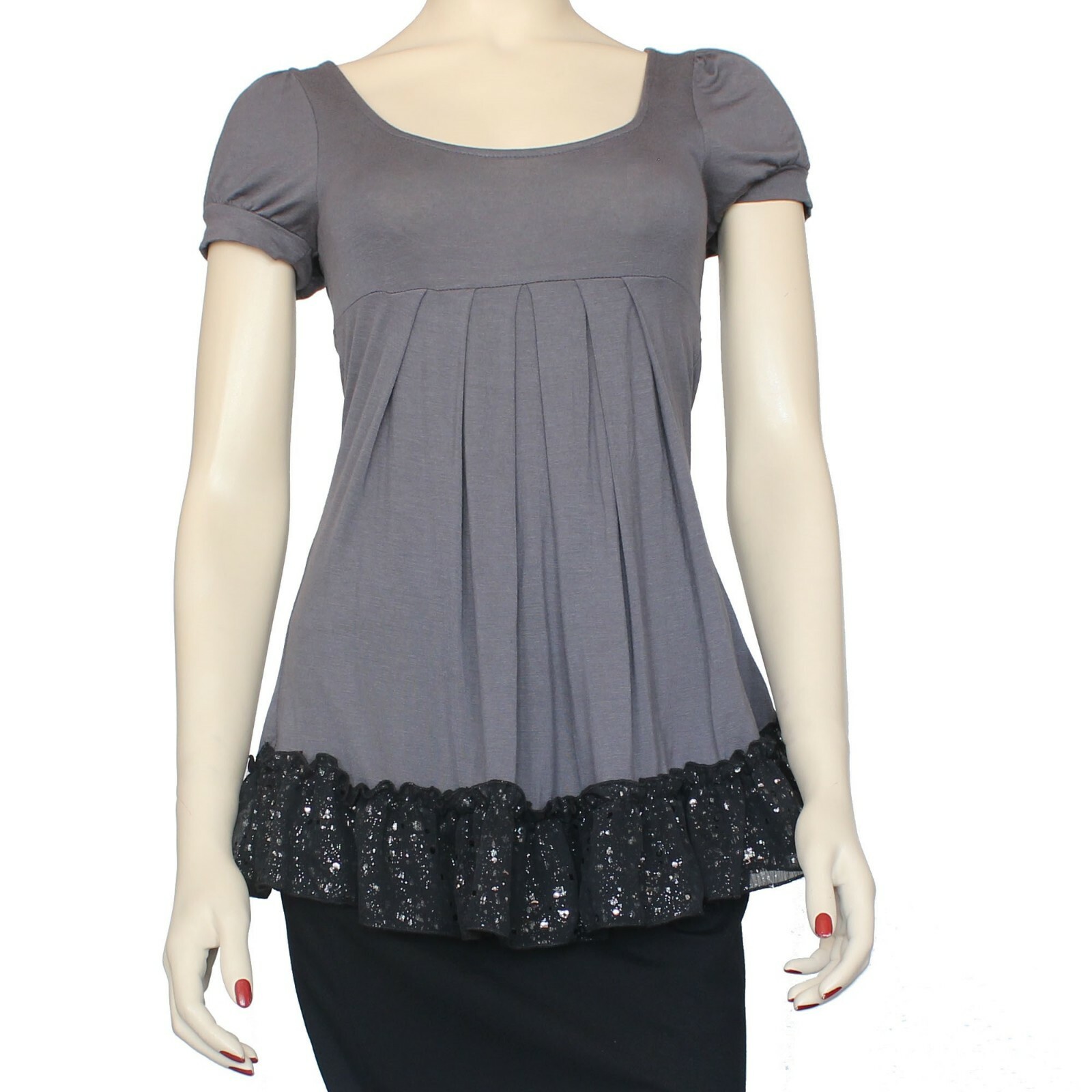 Mon Ami Vintage 1990&rsquo;s Gray/Black Sequined Lace Top Size M USA