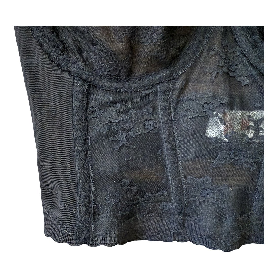 Backless by Young Smoothie Bra Corset Busier Black Lace Strapless Womens 34D