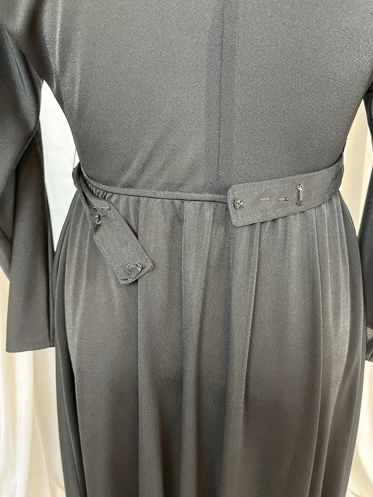 1980&rsquo;s Black Poly Wrap Disco Dress With Sequins and Rhinestones Size 10