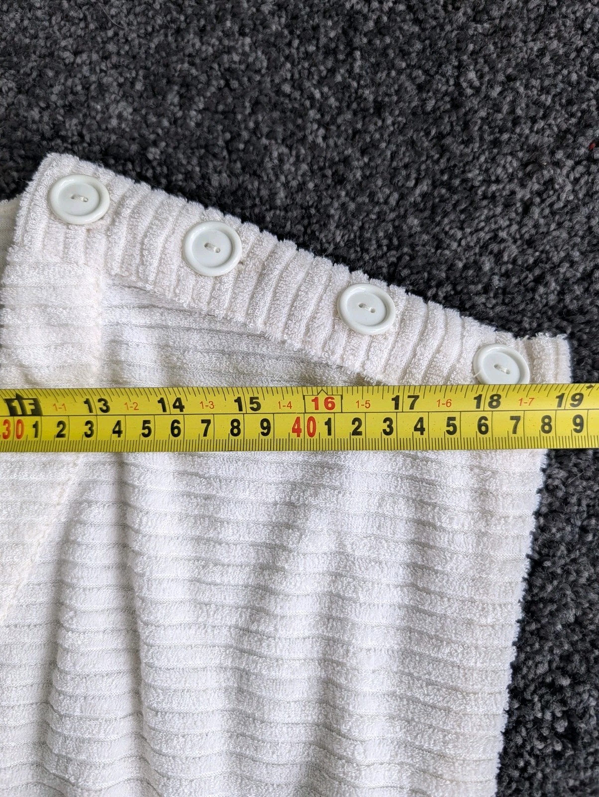 Vtg 1970s 80s Textured Terry Cloth Dress Swim Cover-up White Sz L Belted V-Neck