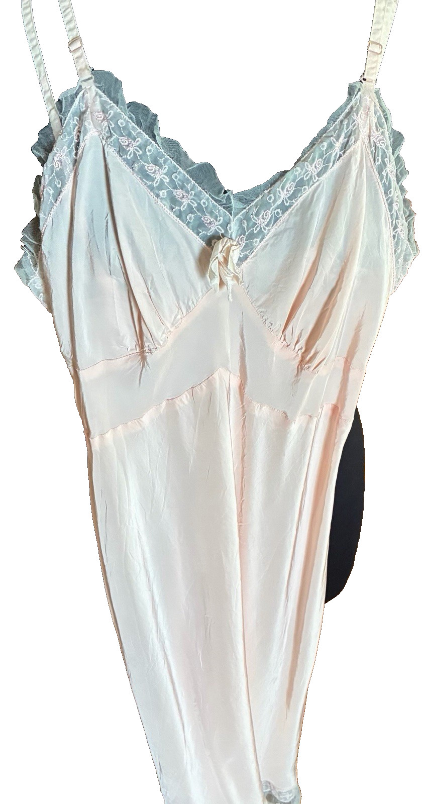 Vintage Pink Charmode Sears Roebuck Rayon Lace Tulle Nightgown Small ￼1950’s