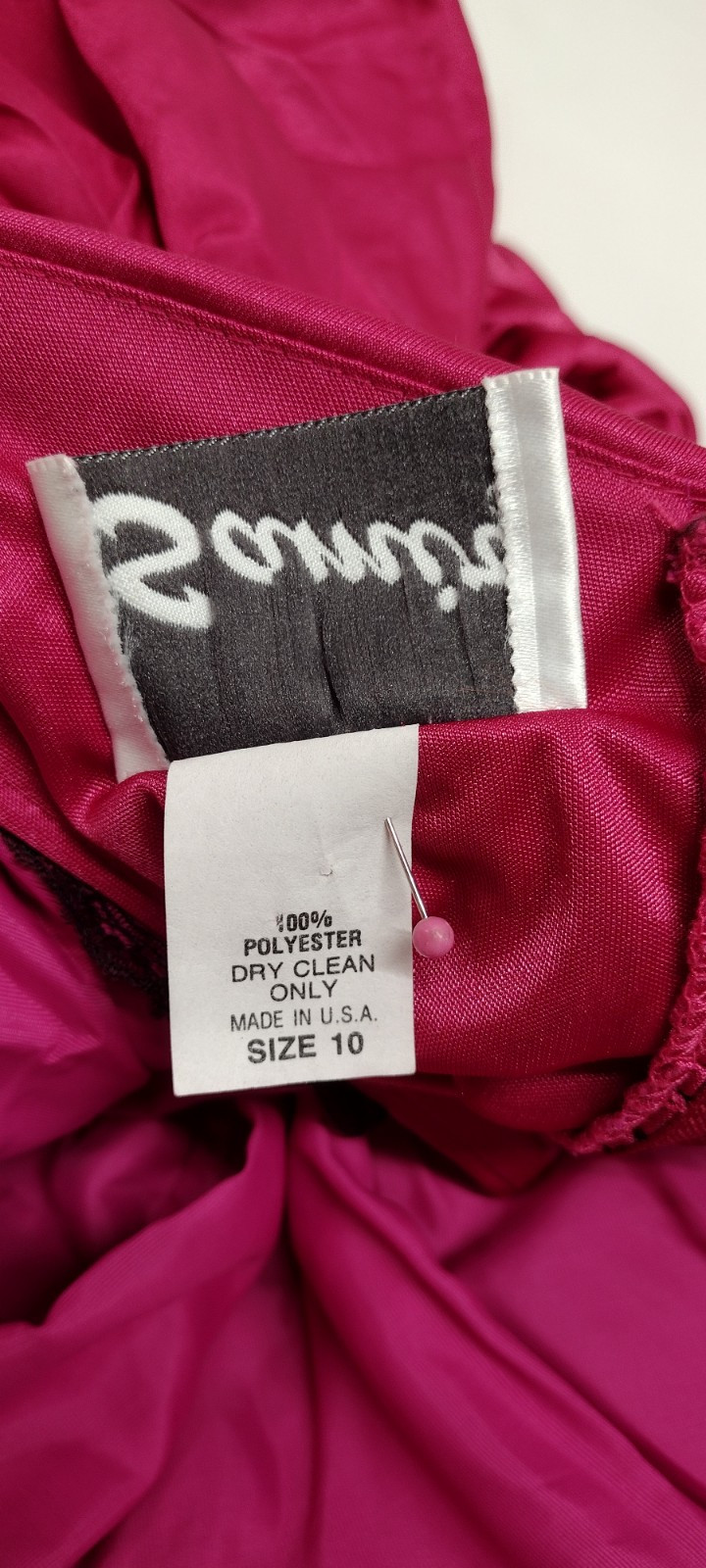 1980s Couture Dress Pink Fuchsia Balloon Sleeve Rhinestone Buttons SAMIR 80s M