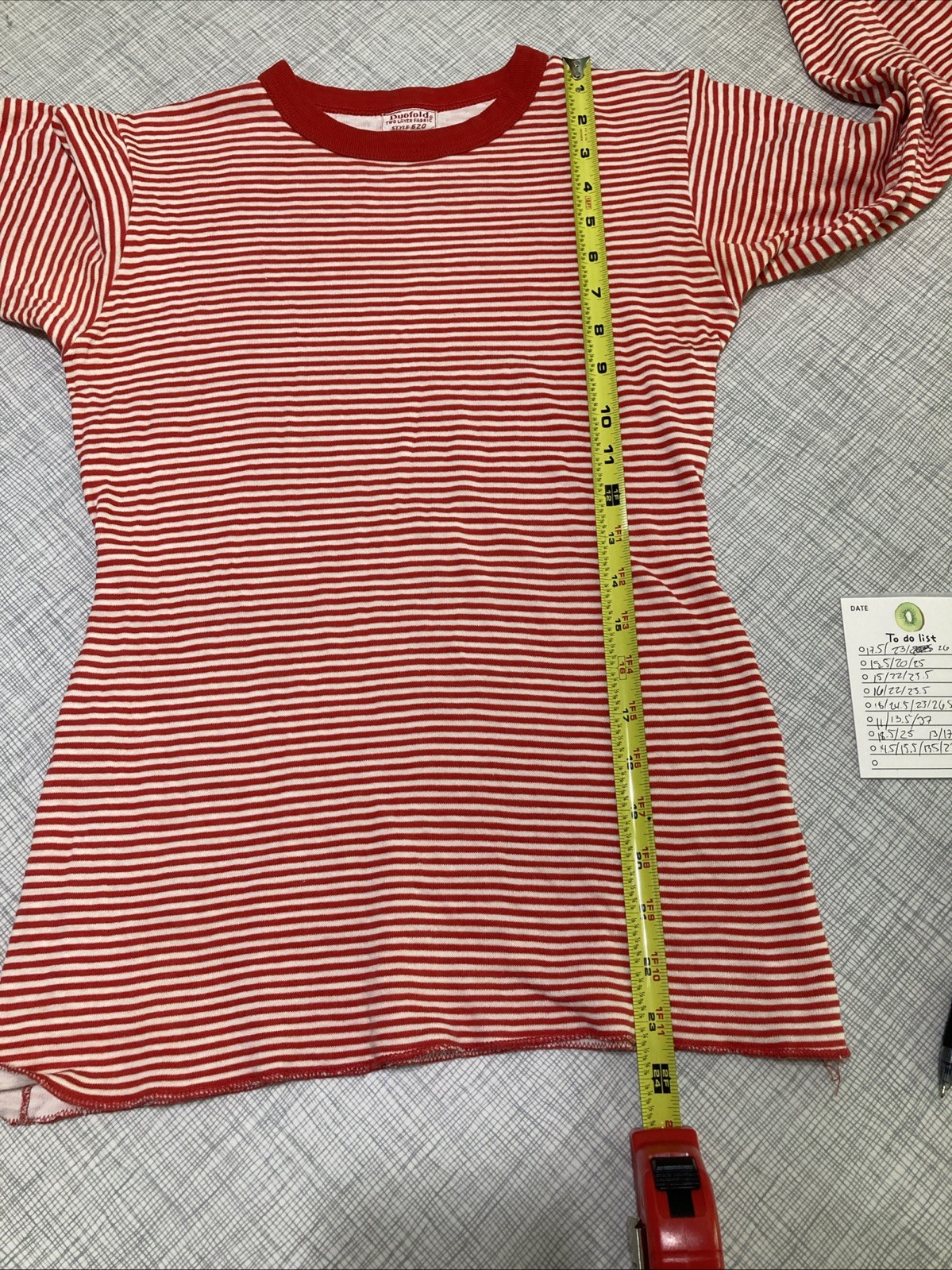 Vtg 60s Duofold Striped Base Layer Thermal Top Red Crewneck Wool Blend Womens XS