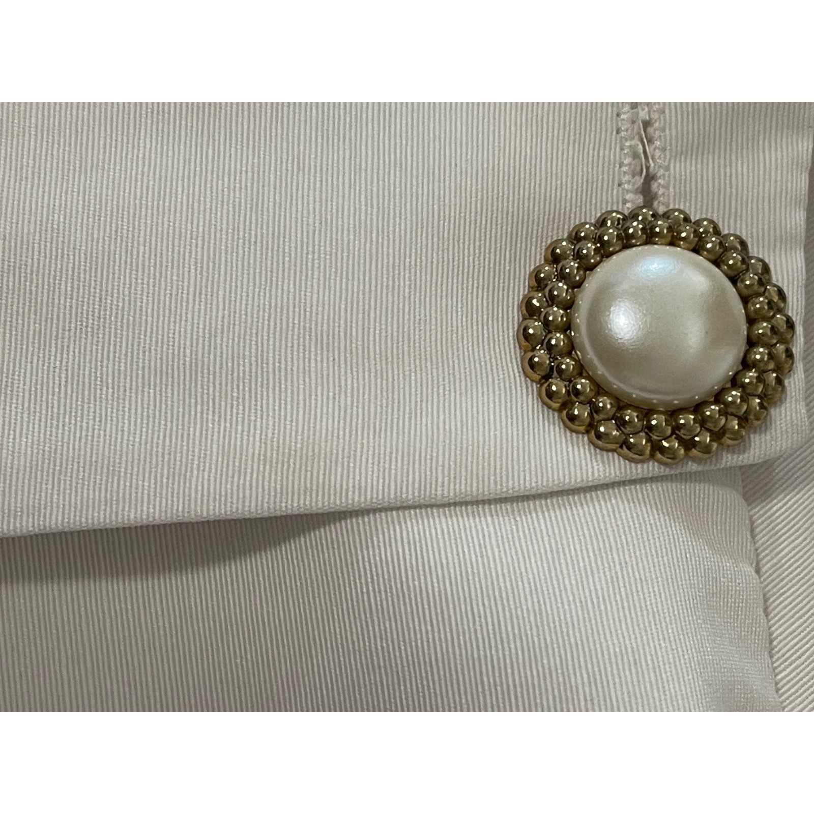 Pablo Collection White 2pc Skirt Set Scalloped Pearl Button Blazer 18 Victorian