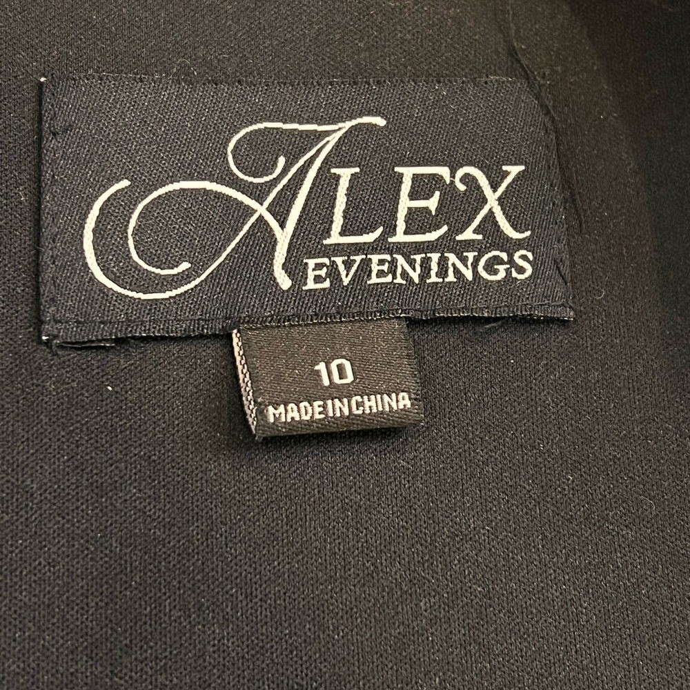 Alex Evenings Beaded Jersey & Jacquard Gown V-Neck, Black/Purple/Violet, Size 10