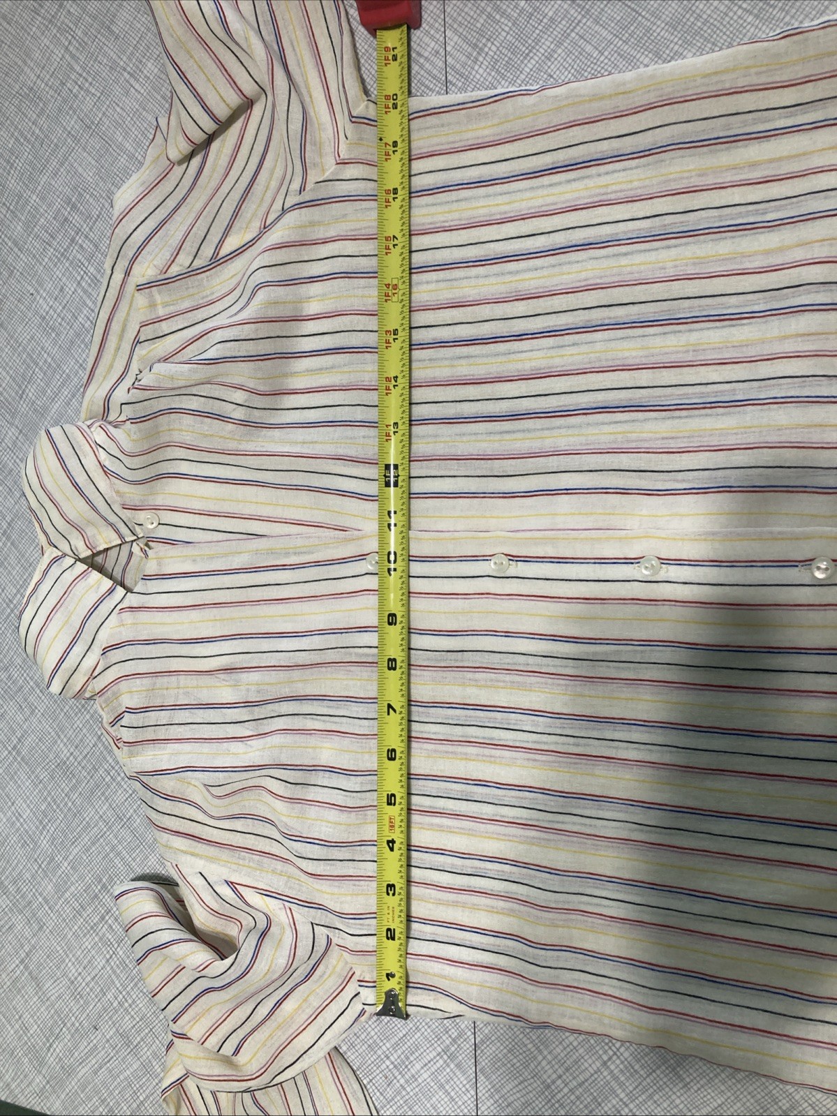Vtg 70s SHAPELY Striped Blouse Sheer Dagger Collar Secretary Mod Disco Top Sz 12