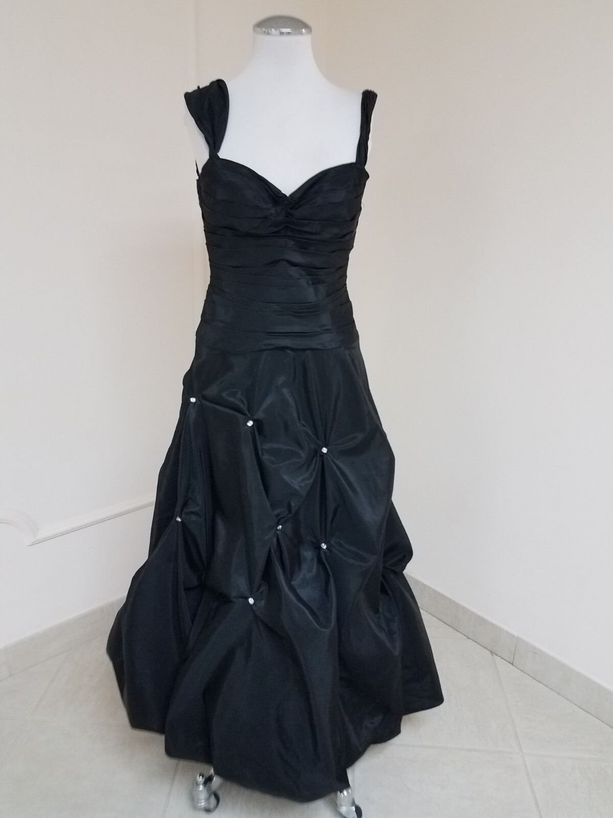 Vintage Junior Scene Dress/Gown Black,Cocktail,1950&rsquo;s Style,Satin Poof, size 4