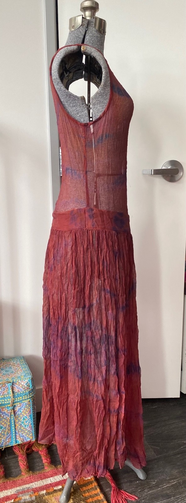 Vintage Upcycled 1990s does 1920s Tie Dye Sheer Maxi Dress Life of Vice New Aura