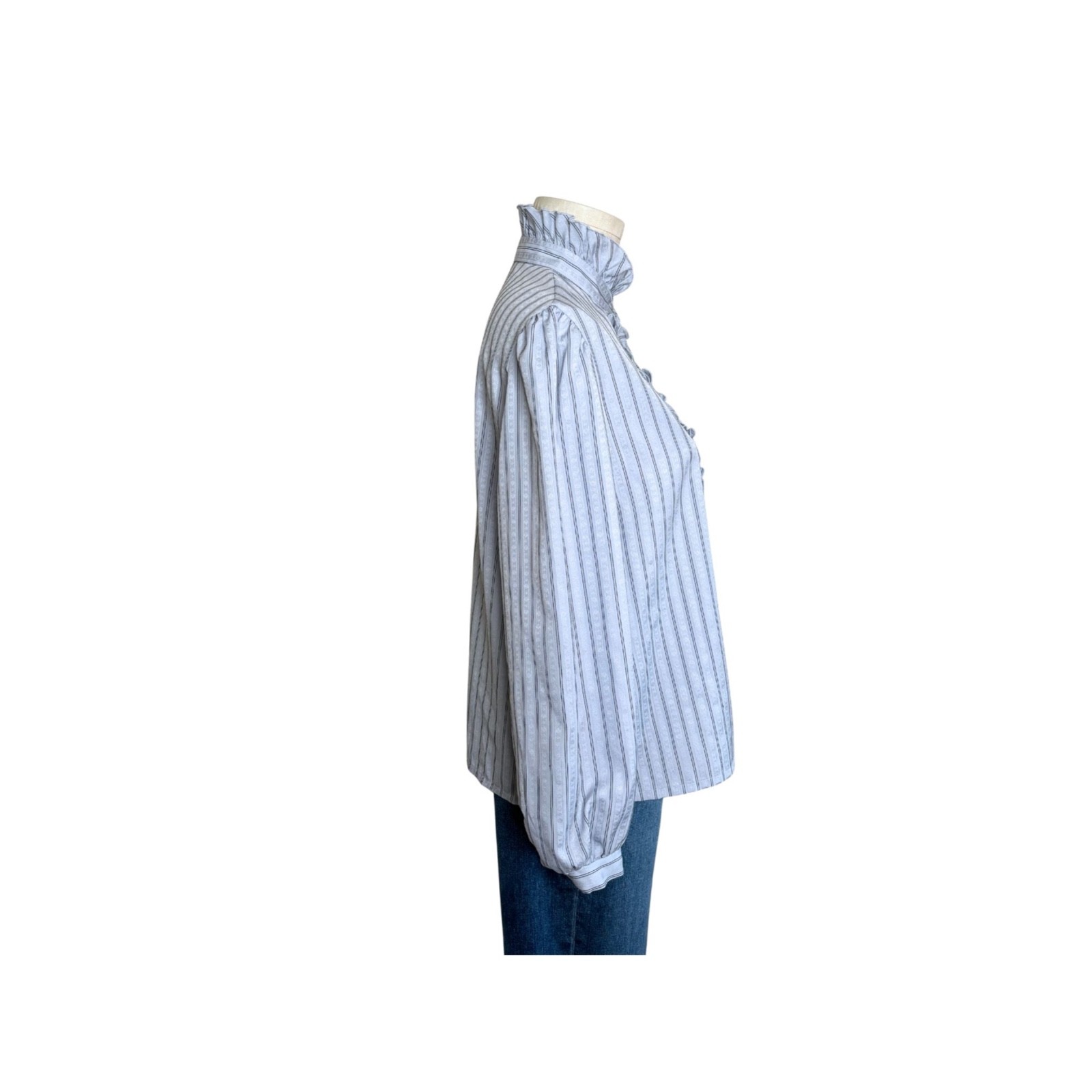 Vintage 80s gray Jonquil ruffle front blouse vintage size 18 bust 44 inches