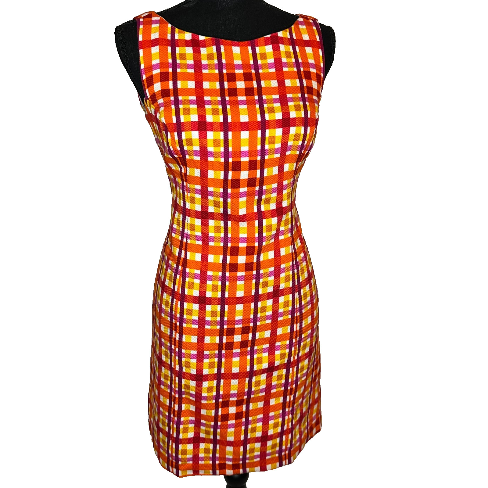 Vtg Jessica Howard Shift Dress Women 10 Mod Bold Retro Plaid Textured Graphic