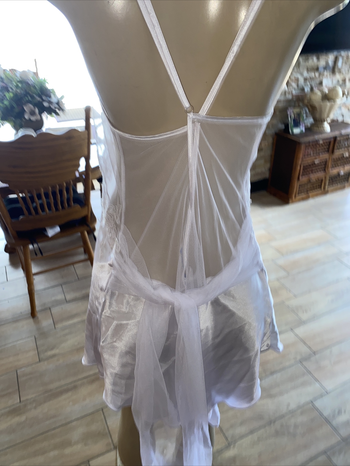 VTG Intimate Attitudes Plus Size 1X Satin Lace SHEER BABYDOLL TIEBACK SWC