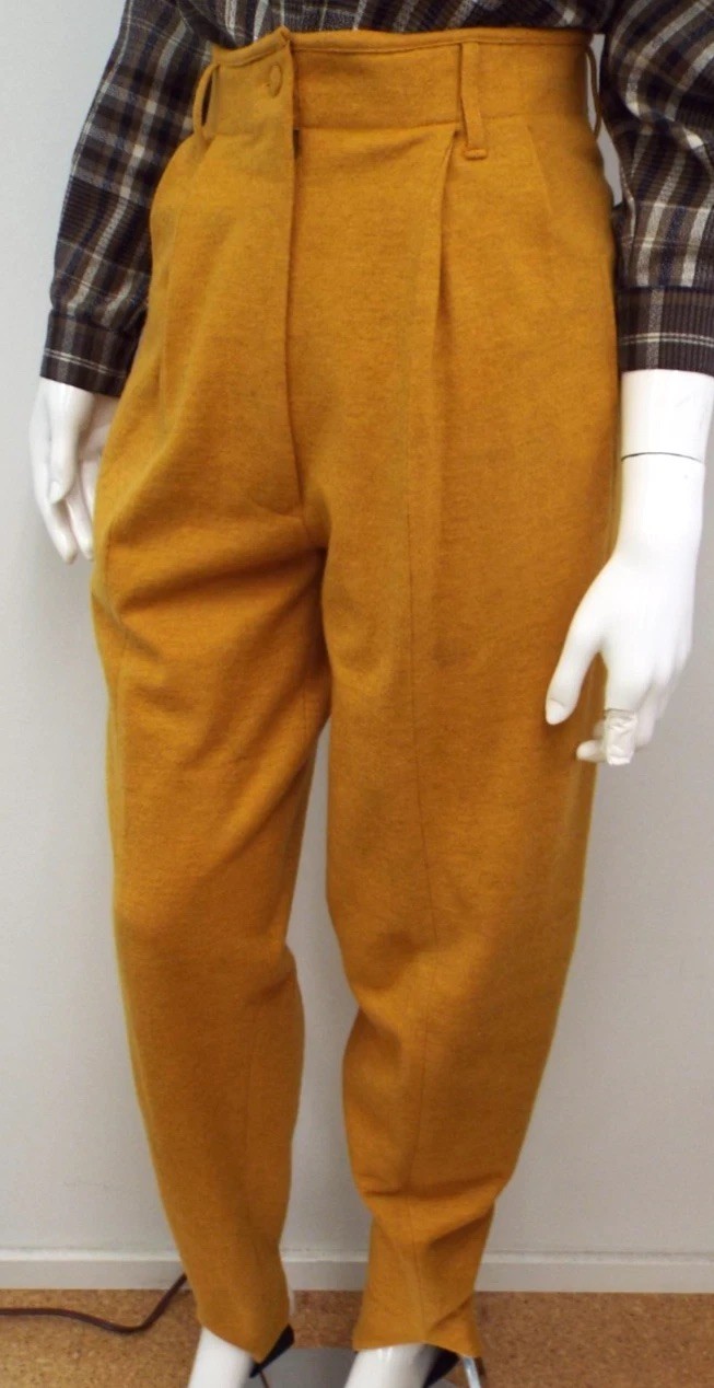 Vtg 1980s JEAN PAUL GAULTIER Mustard Yellow Stretch Stirrup Pants Size 42 Italy