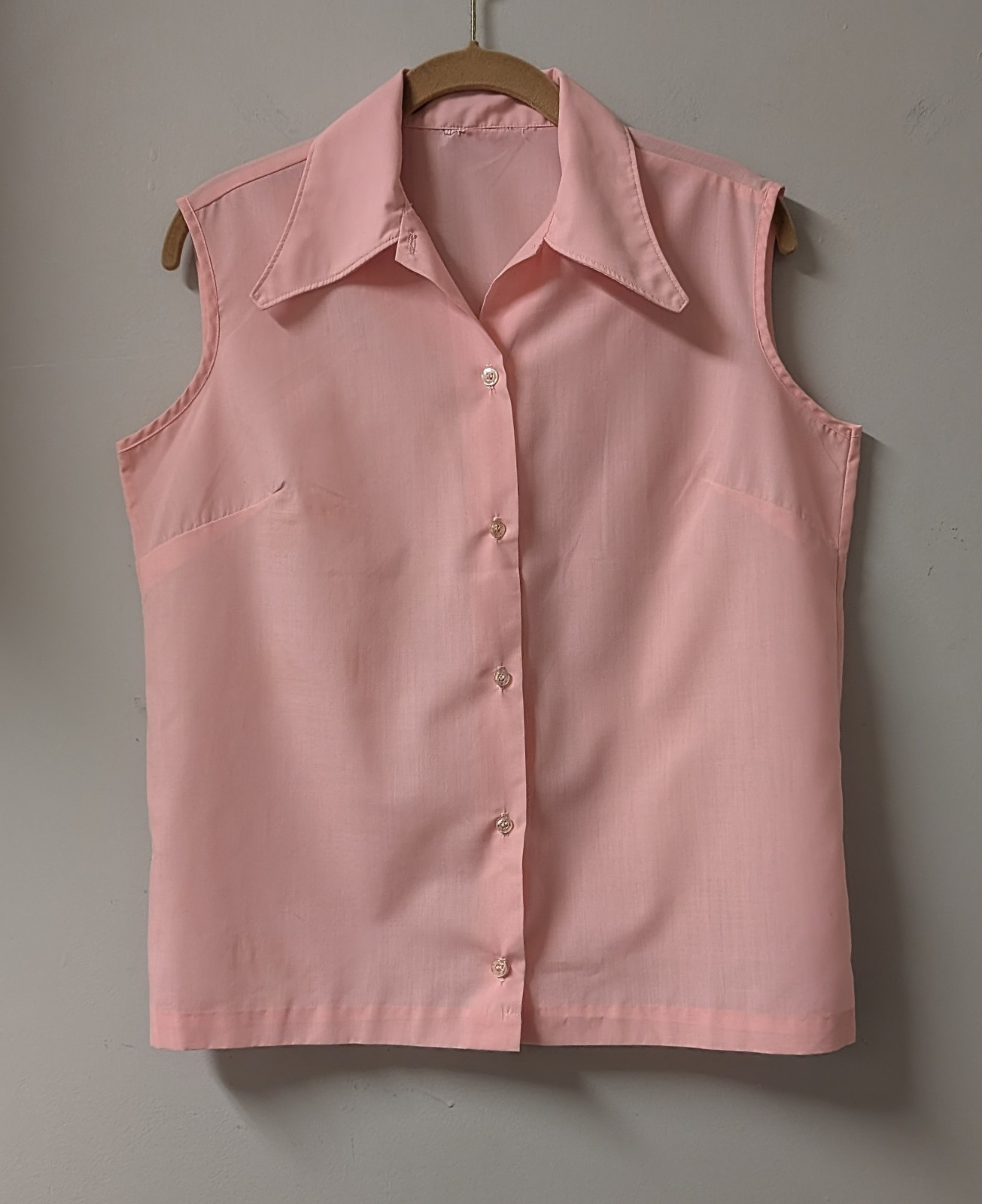 Vintage 60&rsquo;s Rockabilly Bubblegum Pink Cotton Blend Sleeveless Top Blouse M/L