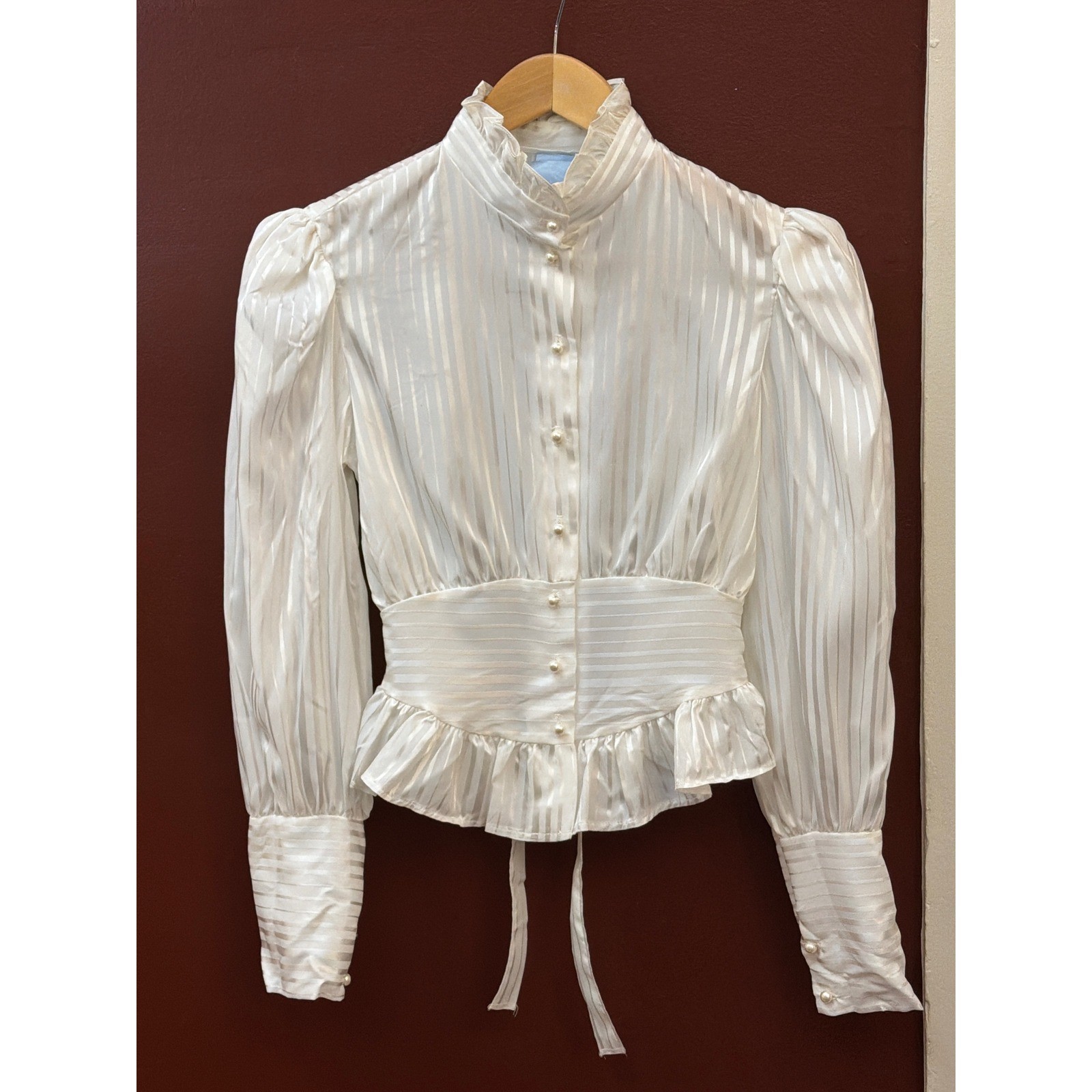 Vintage Edwardian Blouse Victorian Regencycore Coquette Romantic White Striped