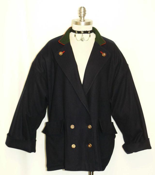LODENFREY WOOL Winter JACKET Over Coat Women Austria Hunting BLUE Eu40 B46&Prime; 16 L