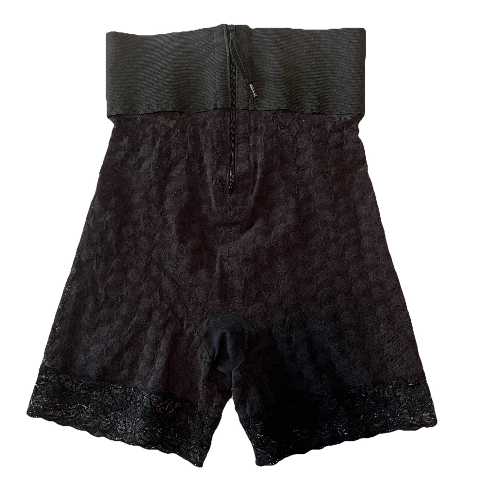 VTG Crownette Girdle Black Lace Shapewear Sz 30 Zipper & Hooks Long Leg Coquette
