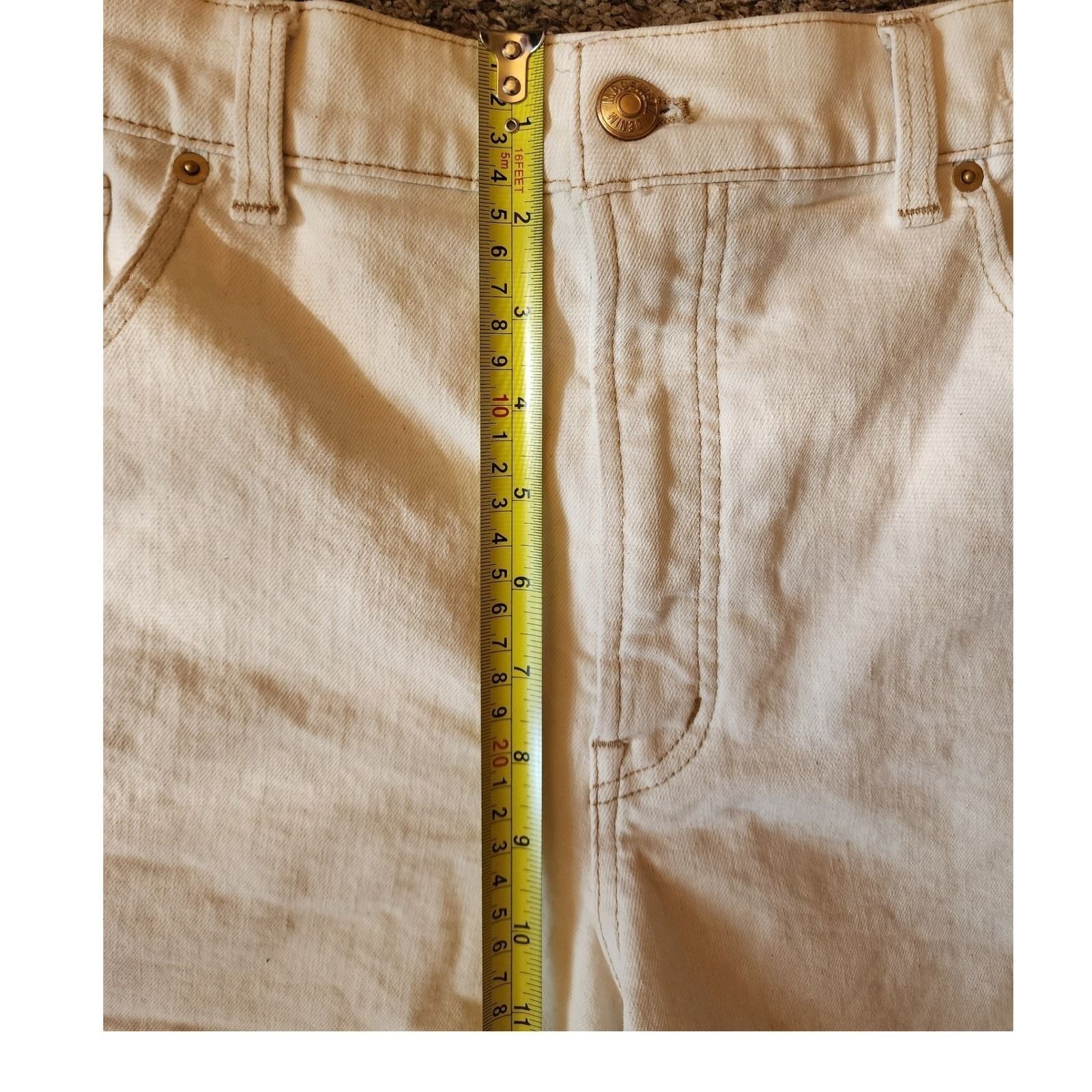 Madewell The Perfect Vintage Mid Length Denim Shorts Ecru Cream High Rise 32