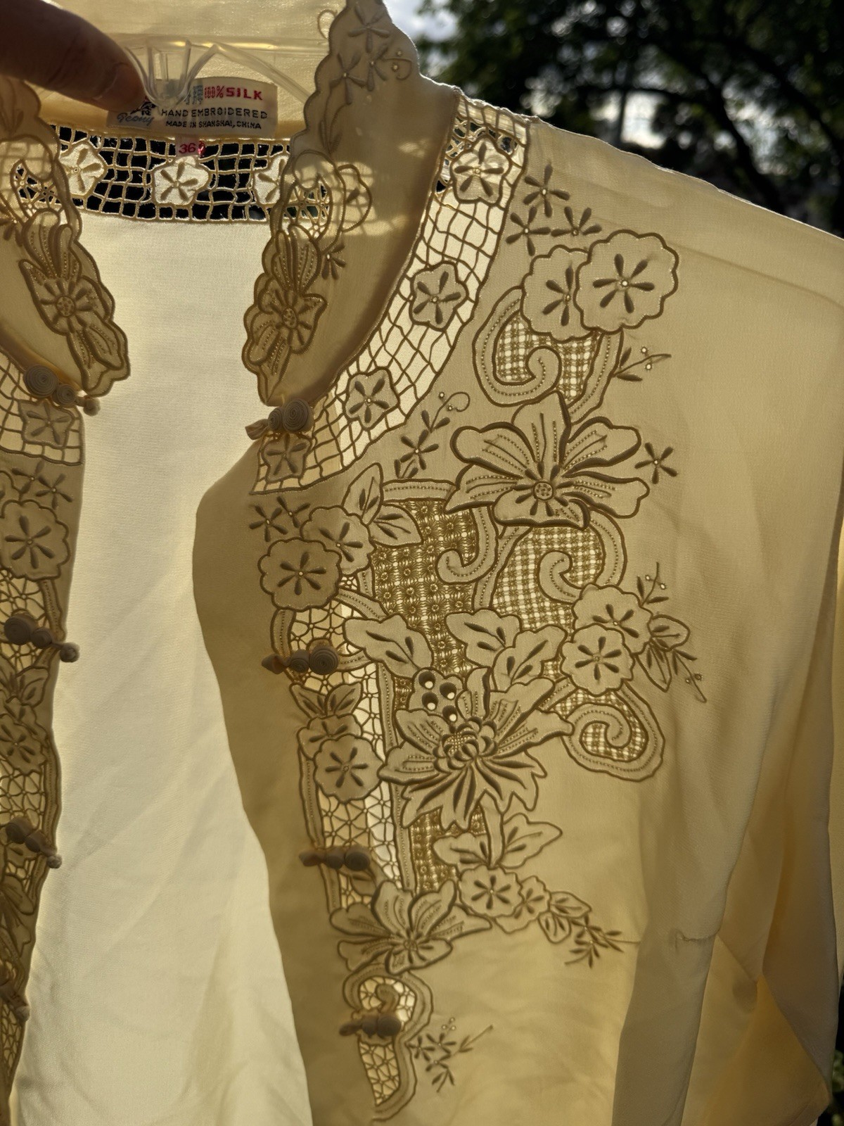 VTG Silk Master Hand Embroidered Chinese Blouse Mandarin Collar Size 36 Unworn