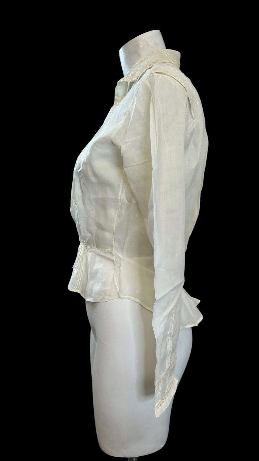 1890s Antique Edwardian White Shirt Waist Blouse Embroidered