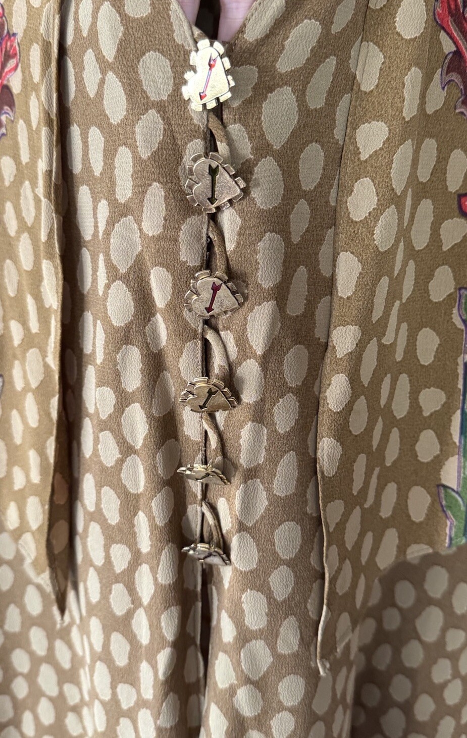Vintage Dorothy Schoelen Platinum L Art To Wear Blouse Heart Buttons 90s Retro