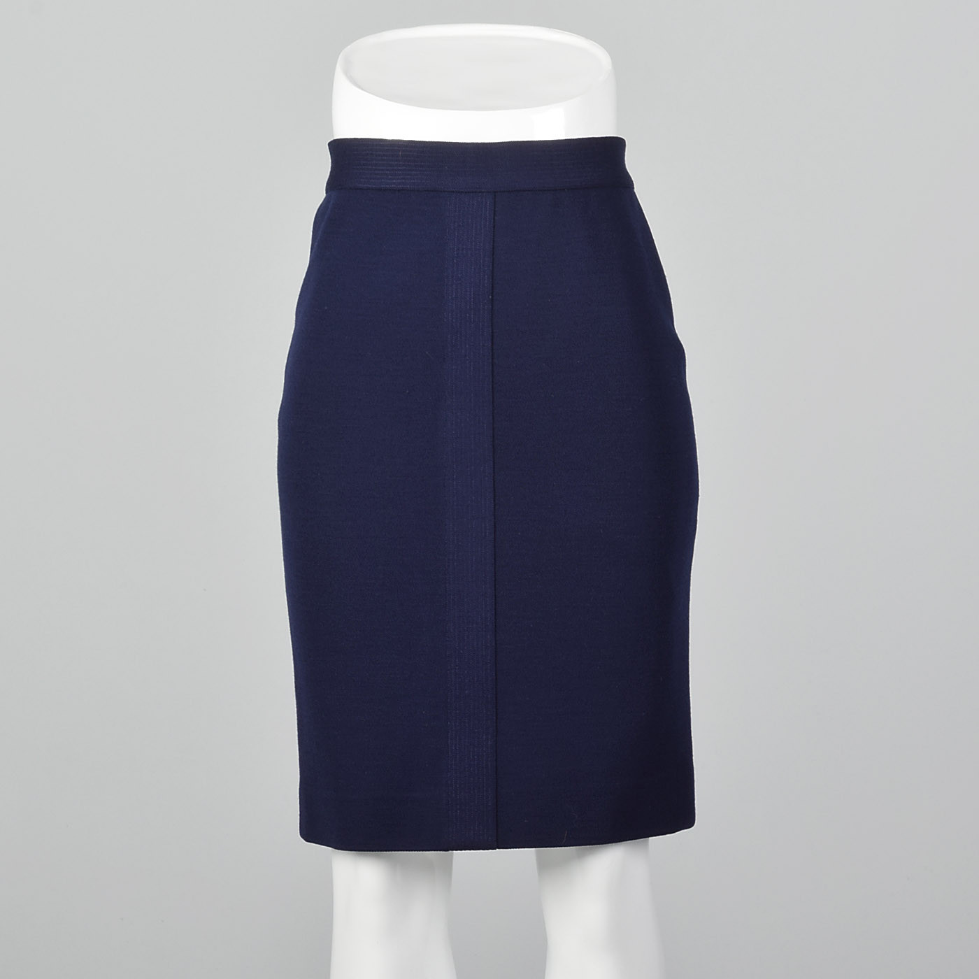 XS 1980s Chanel Navy Blue Knit Pencil Skirt Wear to Work Classic Separates 80s