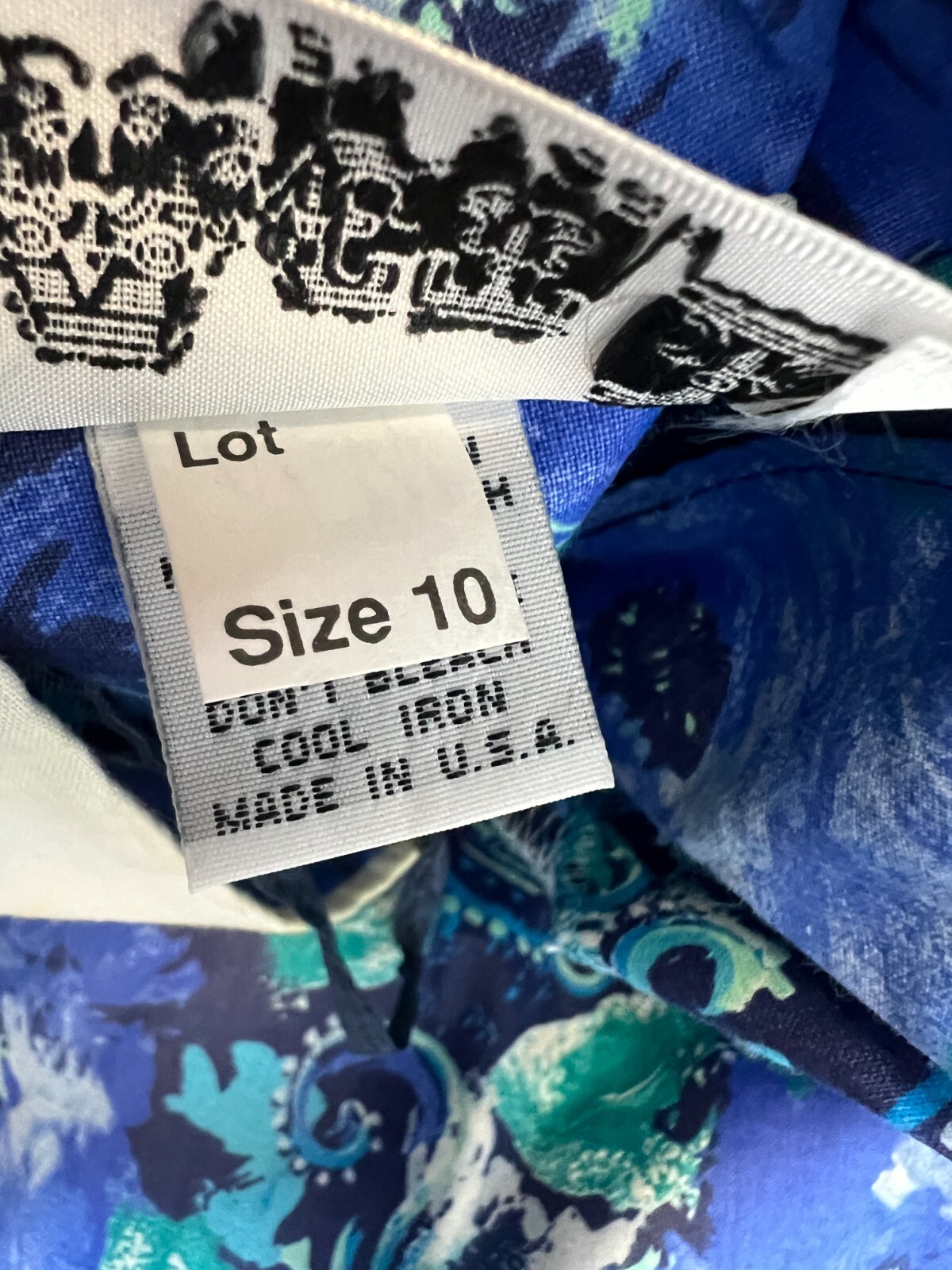 VTG ACT I Women&rsquo;s Size 10 Blue Floral Garden Party Dress Full Skirt Lace Collar