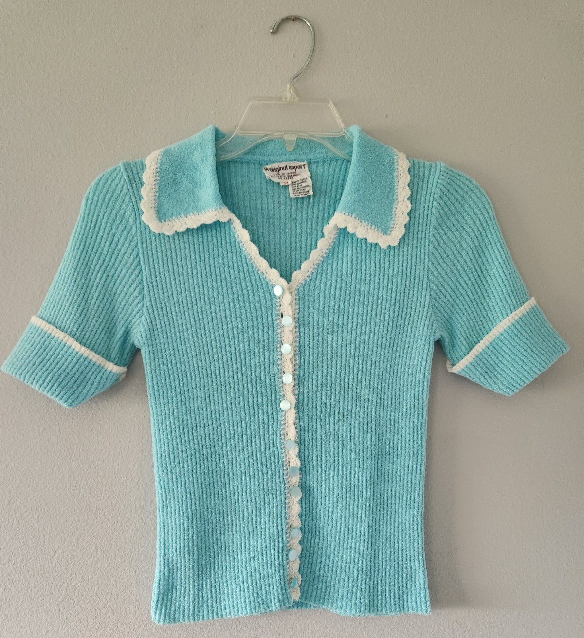 An Original Import Vintage Women&rsquo;s Medium Shirt Robin Egg Blue *See Description