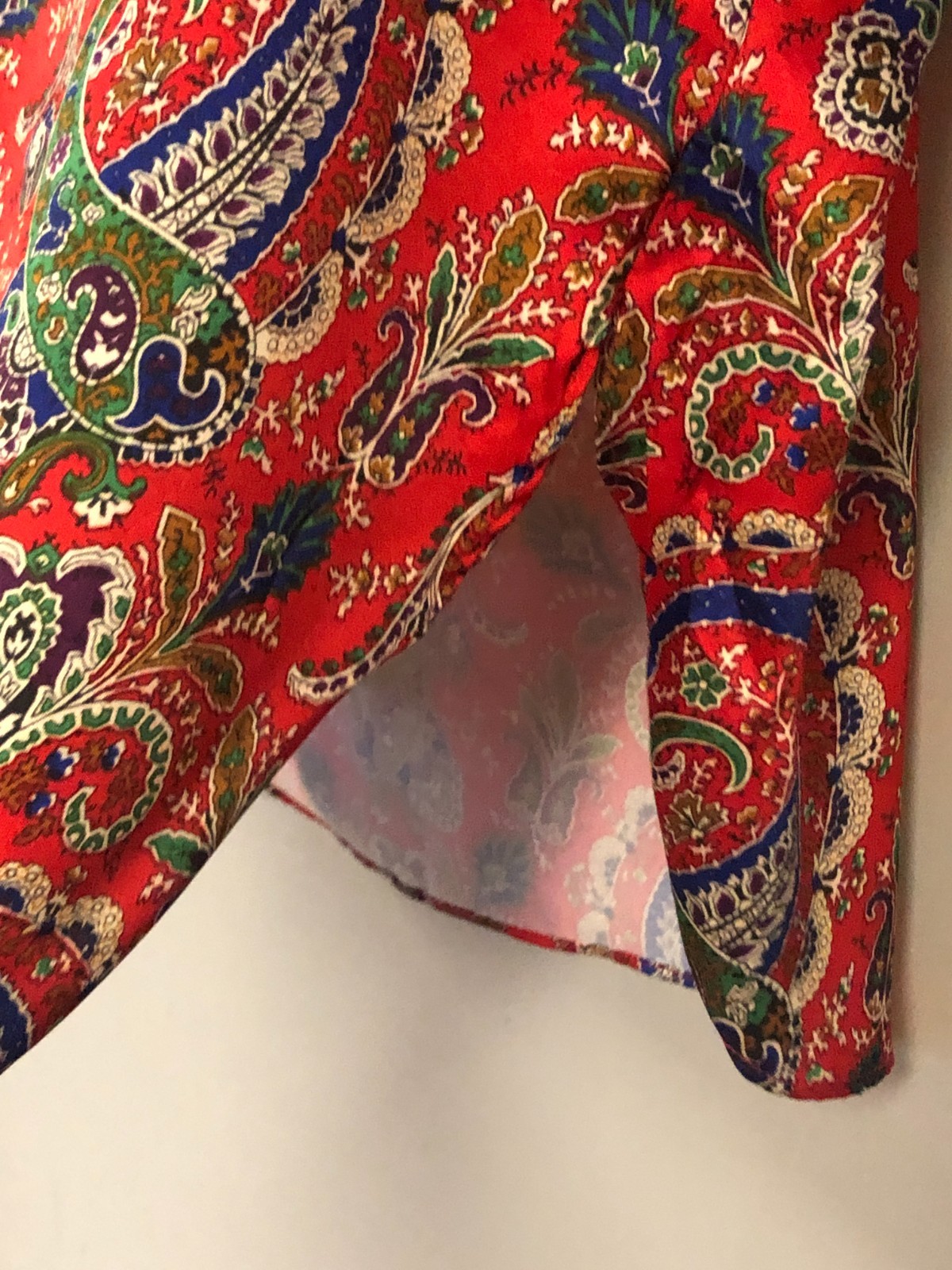 Vintage 70s Yolande Pullover Satin Blouse Size L/XL Paisley Top Bohemian Soft