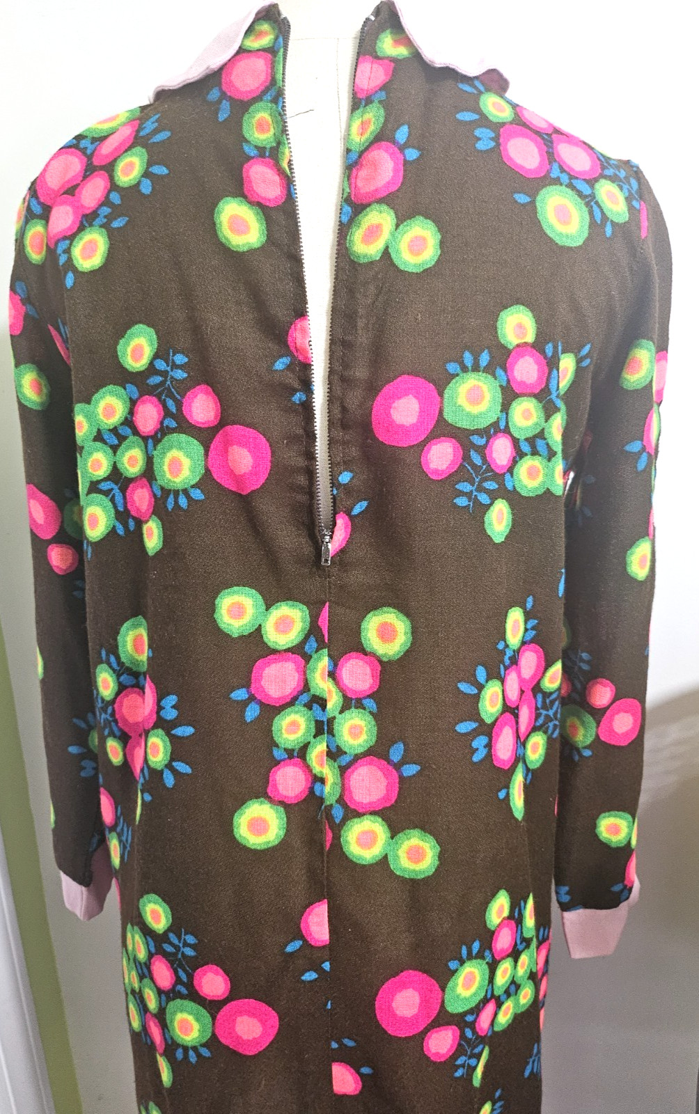60s Mod Midi Dress Peter Pan Collar NEON POP ART 36&Prime; Med