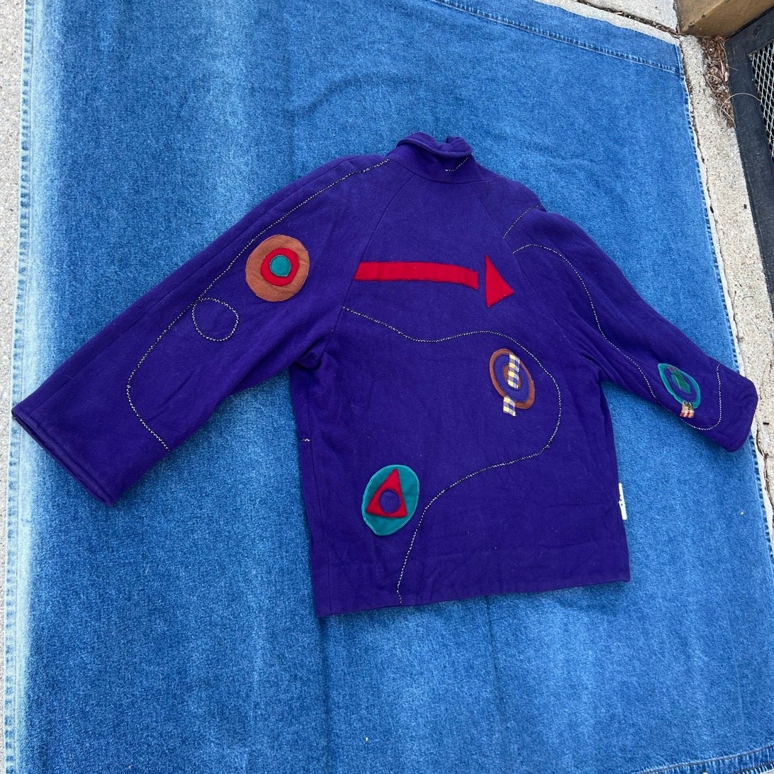 90s Canvasbacks abstract patchwork wool coat