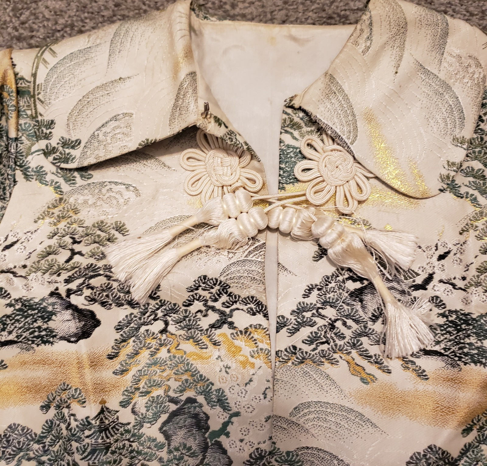 Asian Style Short Jacket Mid Century Modern Brocade READ 38×28 in