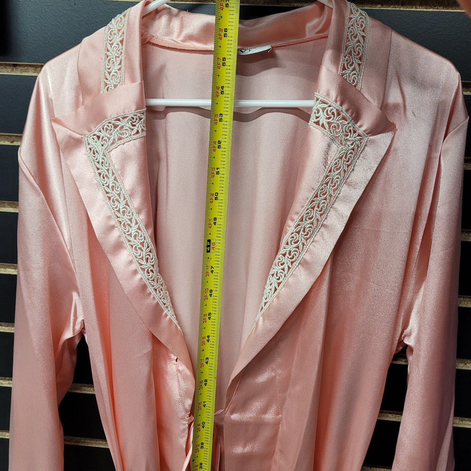 Vintage Valentino Intimo Satin Robe – Pink Lace Trim – 1970s/80s USA Made SZ MED