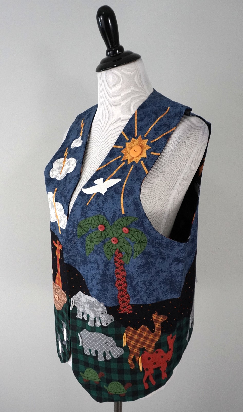 Vtg Handmade Noah&rsquo;s Ark Sunday School Teacher Fabric Vest One Size