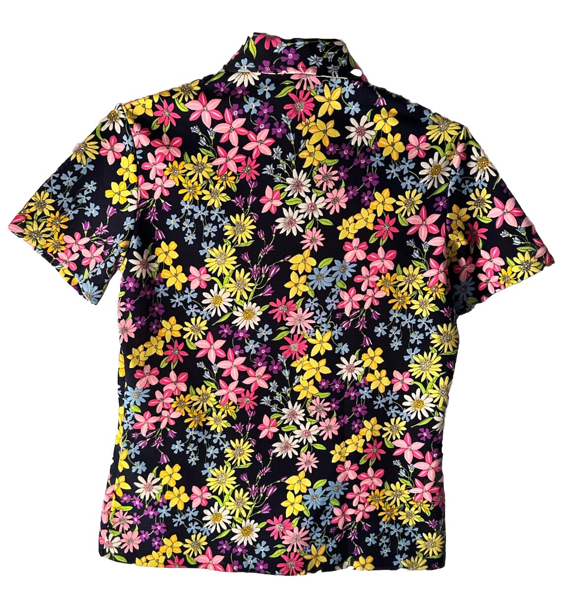 Norton&rsquo;s Point Vintage 60- 70&rsquo;s Collared Top Colorful Flower Power Retro Hippie