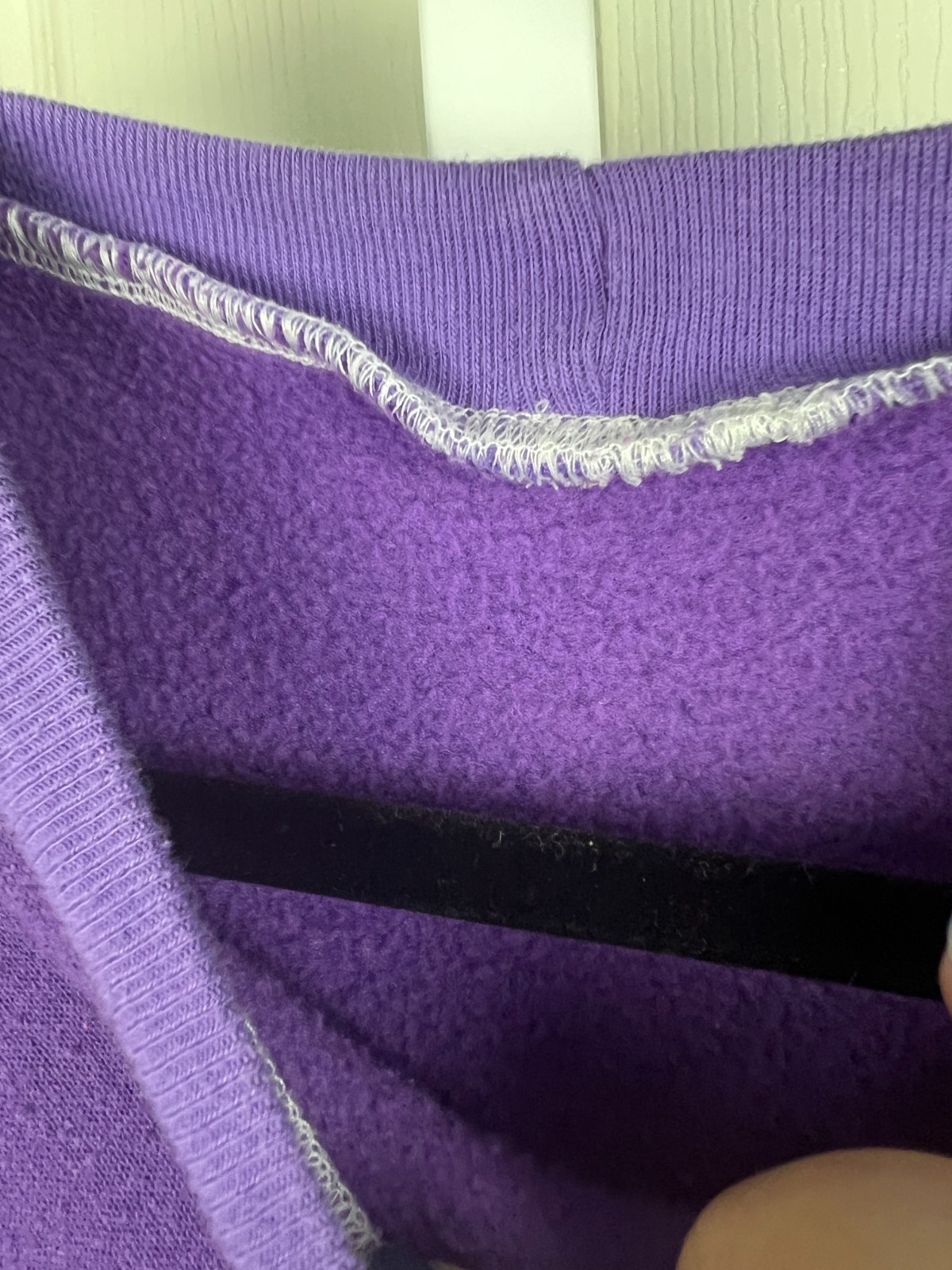 80s purple crew neck sweatshirt patchwork floral altered balloon sleeves M/L