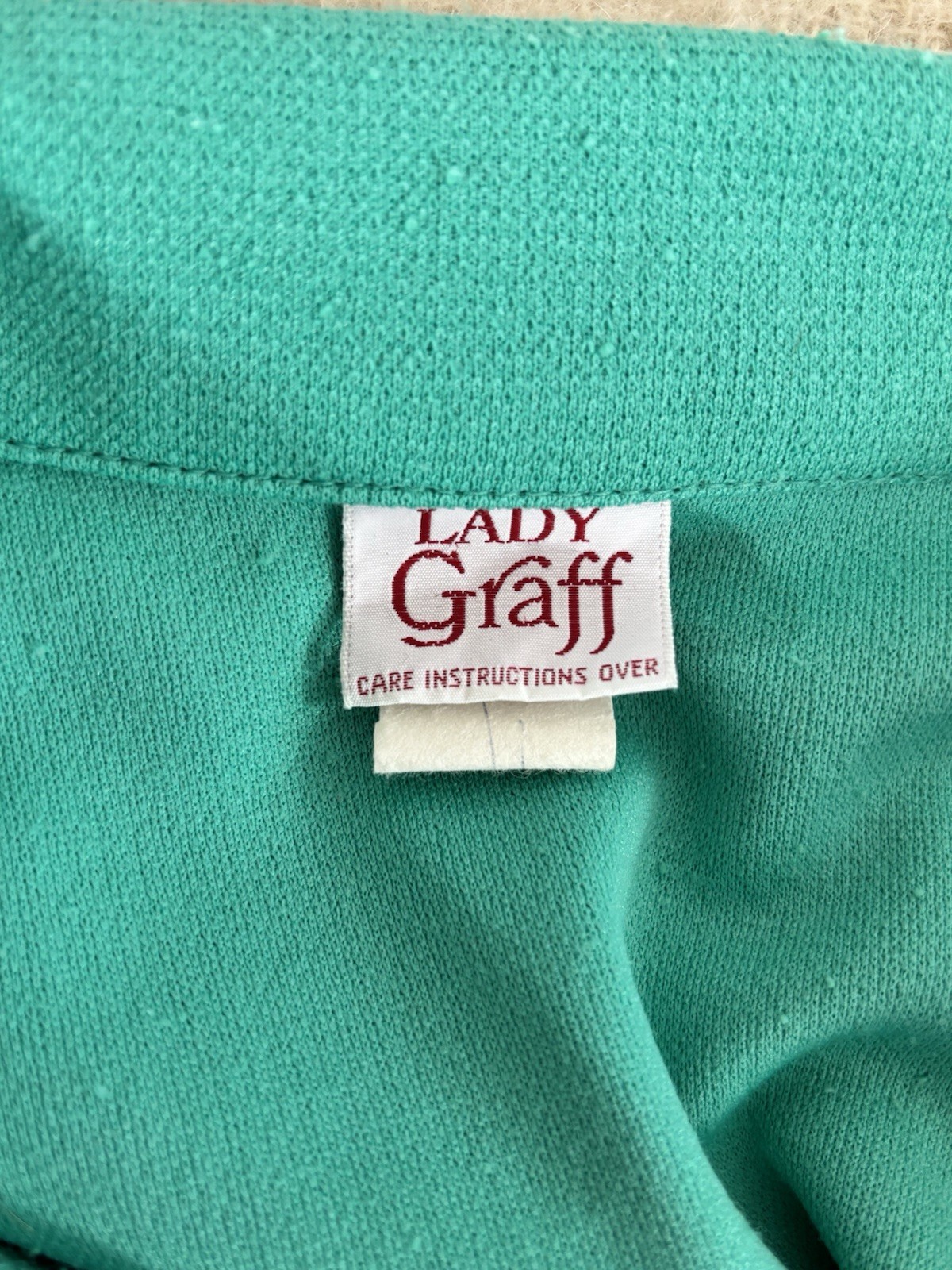 Vintage Lady Graff Jacket Green Pockets Large Button Front Textured